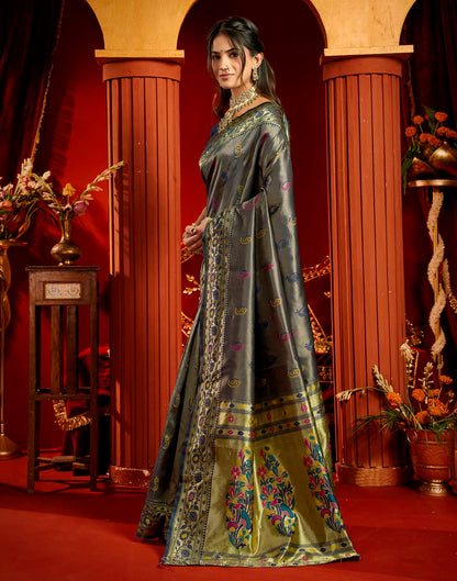 Navy Blue Silk Woven Paithani Saree