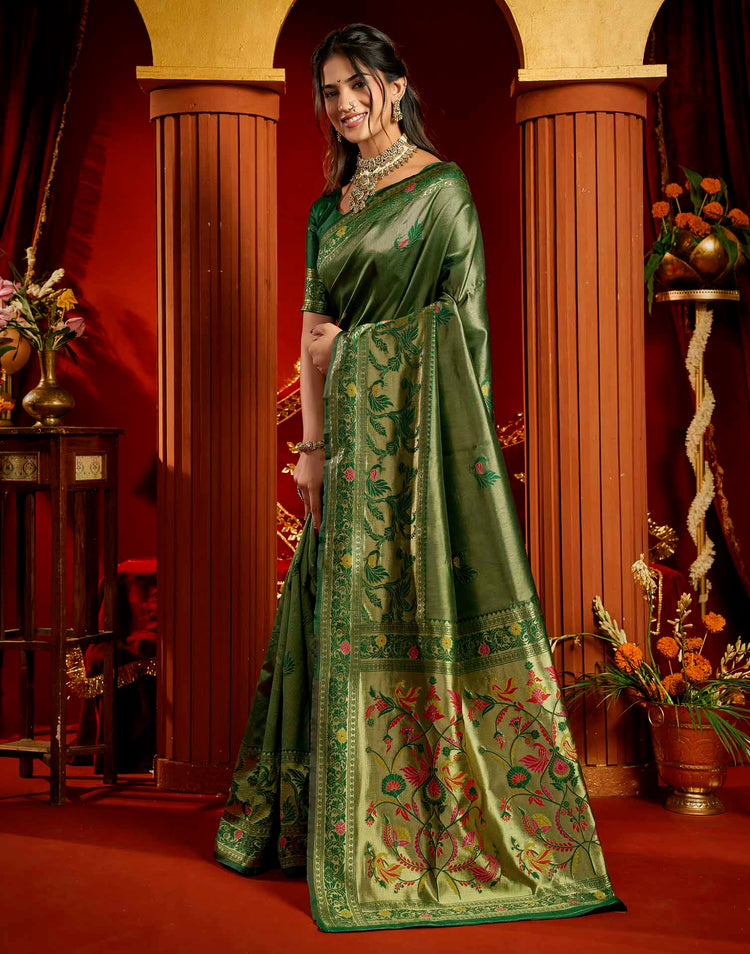 Green Silk Woven Paithani Saree