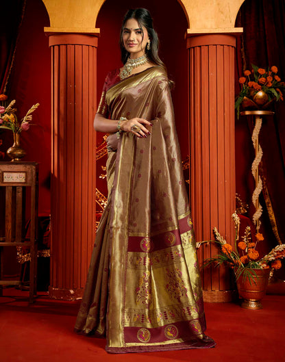 Maroon Silk Woven Paithani Saree