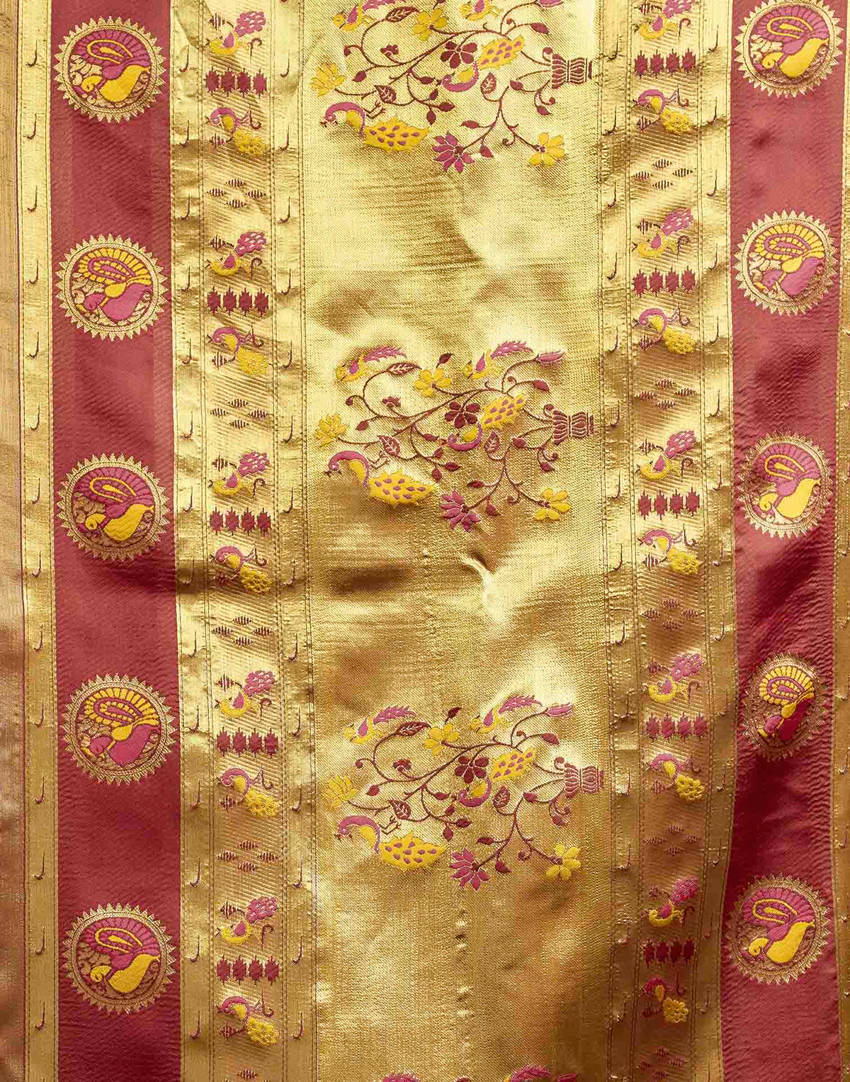 Maroon Silk Woven Paithani Saree