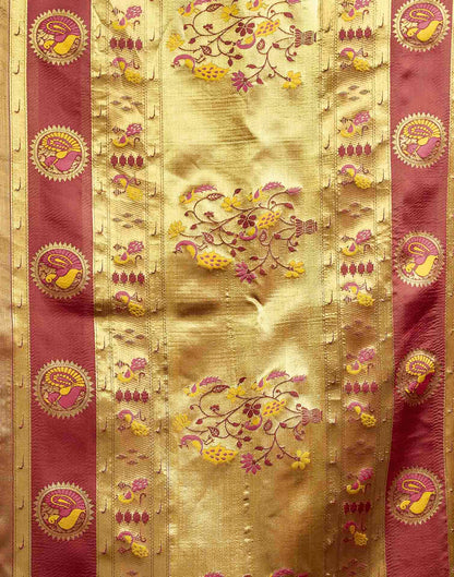 Maroon Silk Woven Paithani Saree
