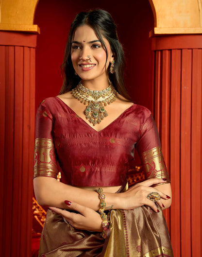 Maroon Silk Woven Paithani Saree
