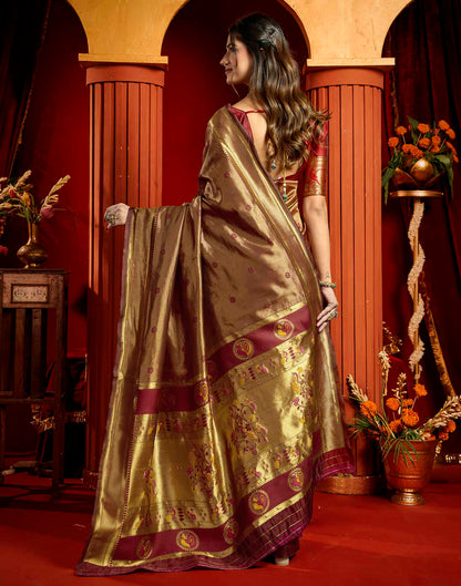 Maroon Silk Woven Paithani Saree