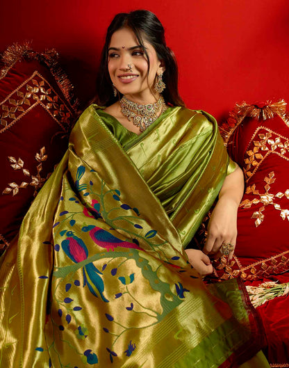 Green Silk Woven Paithani Saree