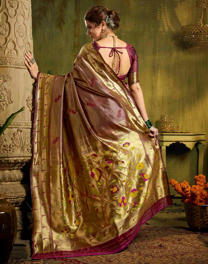 Maroon Silk Woven Paithani Saree