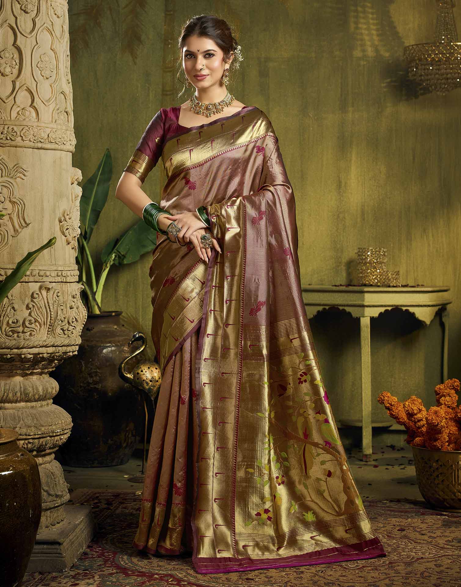 Maroon Silk Woven Paithani Saree