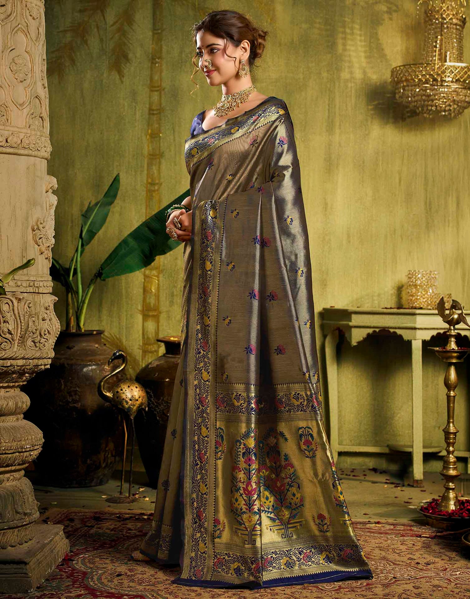 Blue Silk Woven Paithani Saree