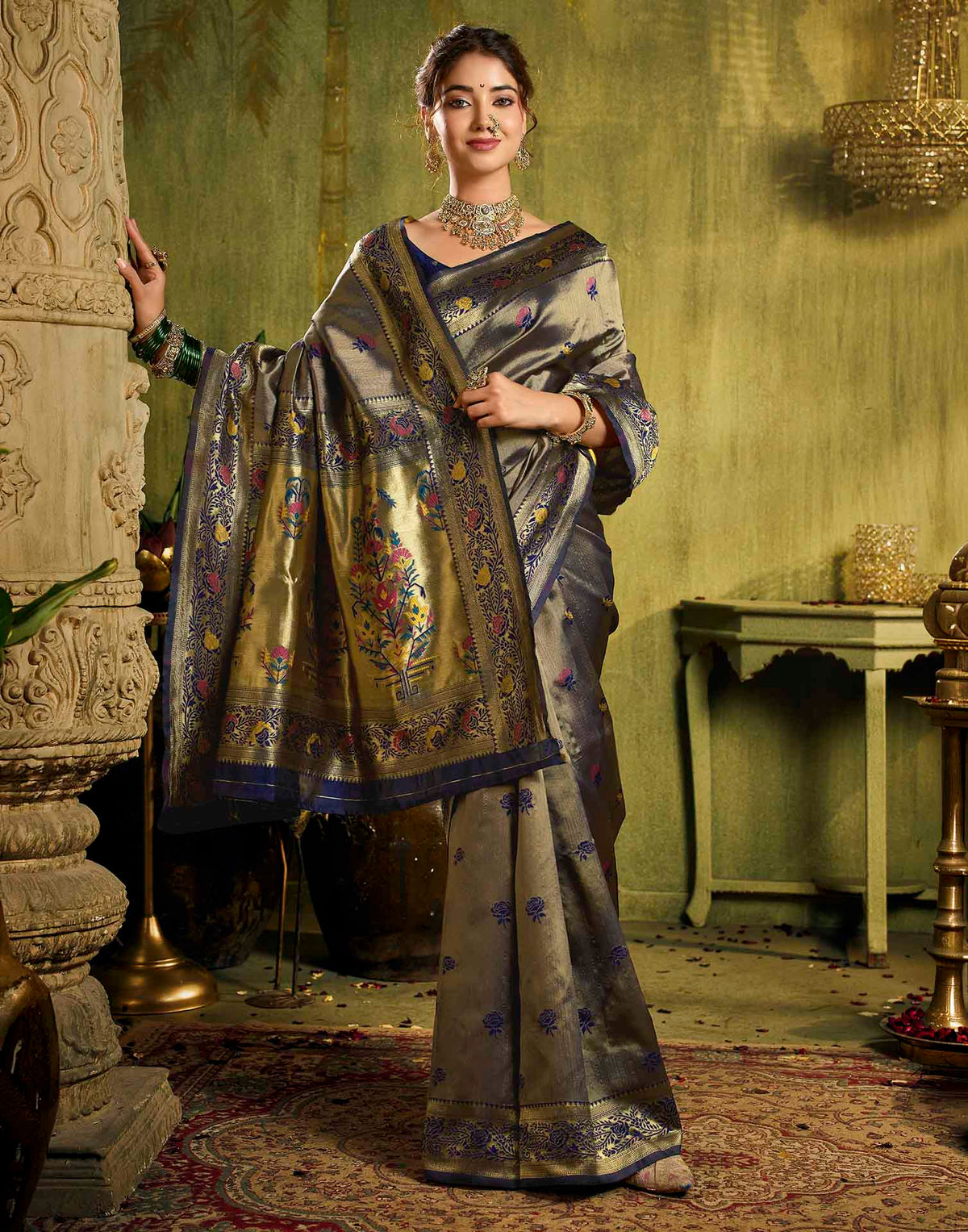 Blue Silk Woven Paithani Saree