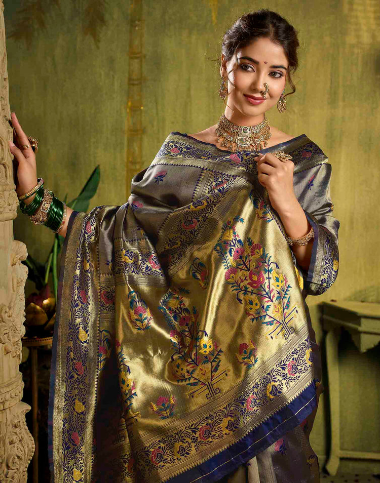 Blue Silk Woven Paithani Saree