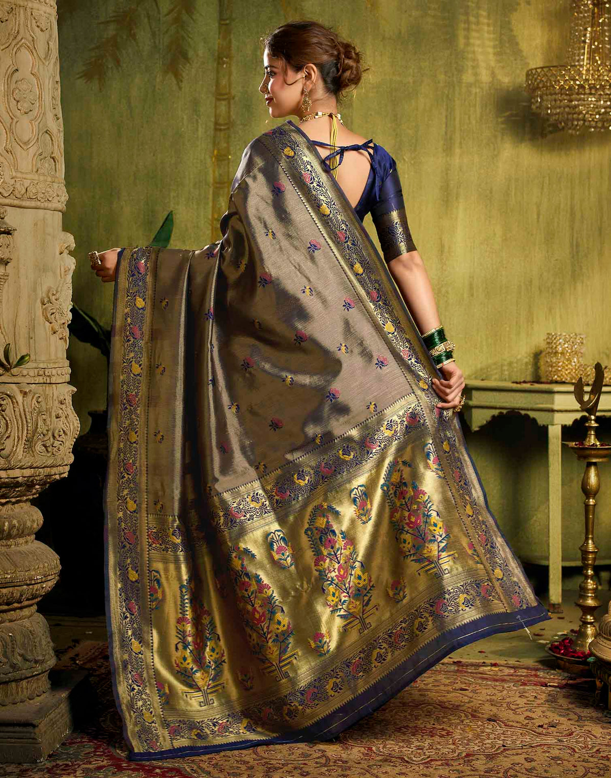 Blue Silk Woven Paithani Saree