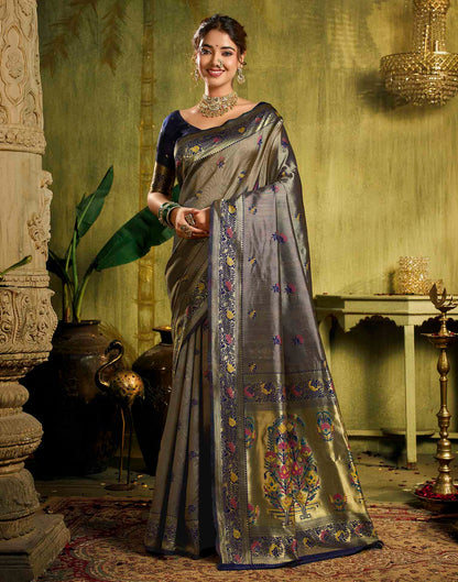 Blue Silk Woven Paithani Saree