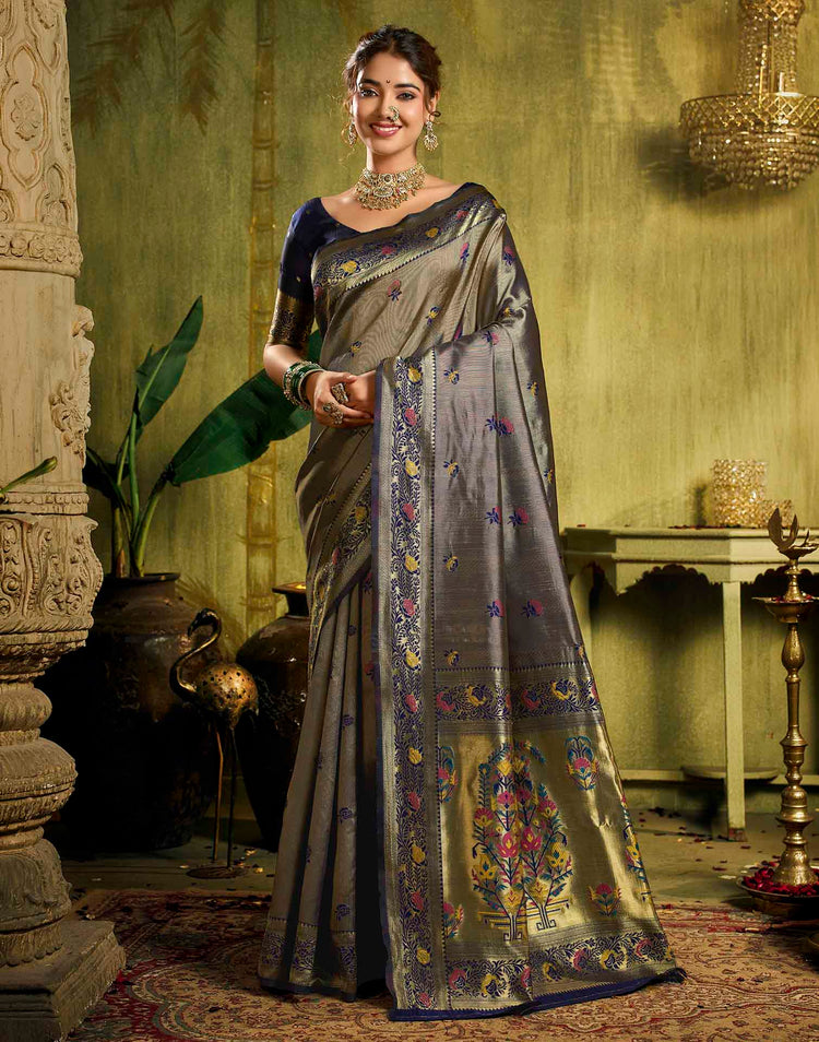 Blue Silk Woven Paithani Saree