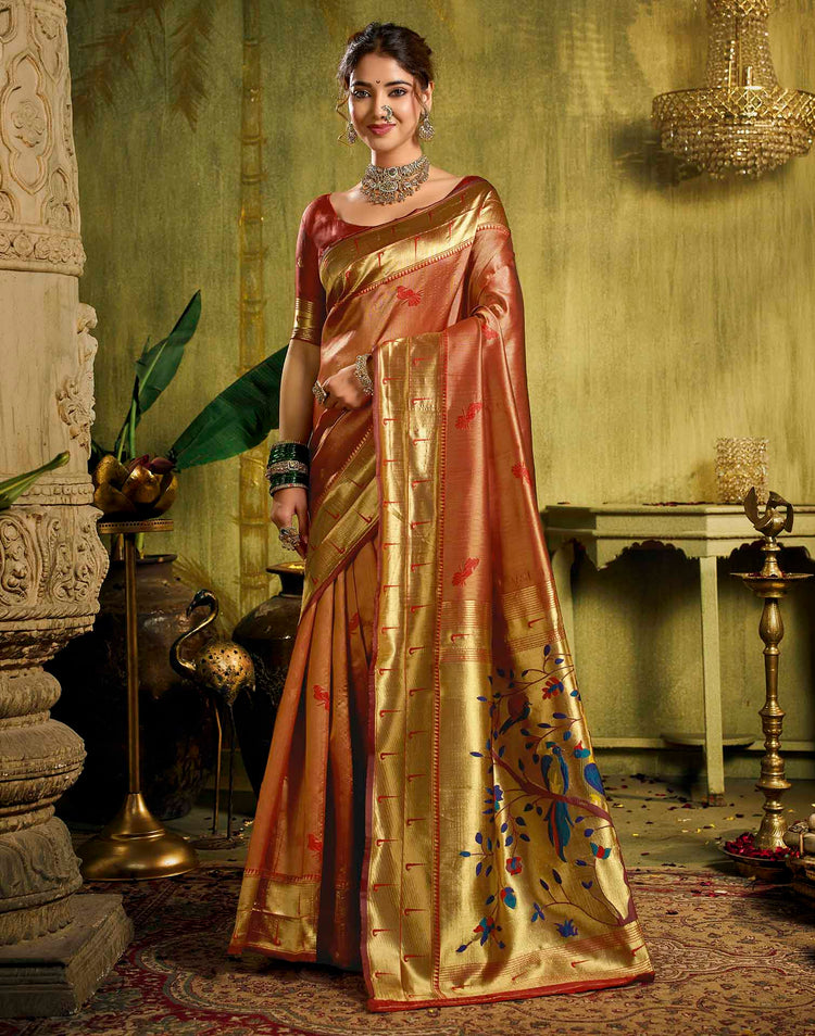 Red Silk Woven Paithani Saree