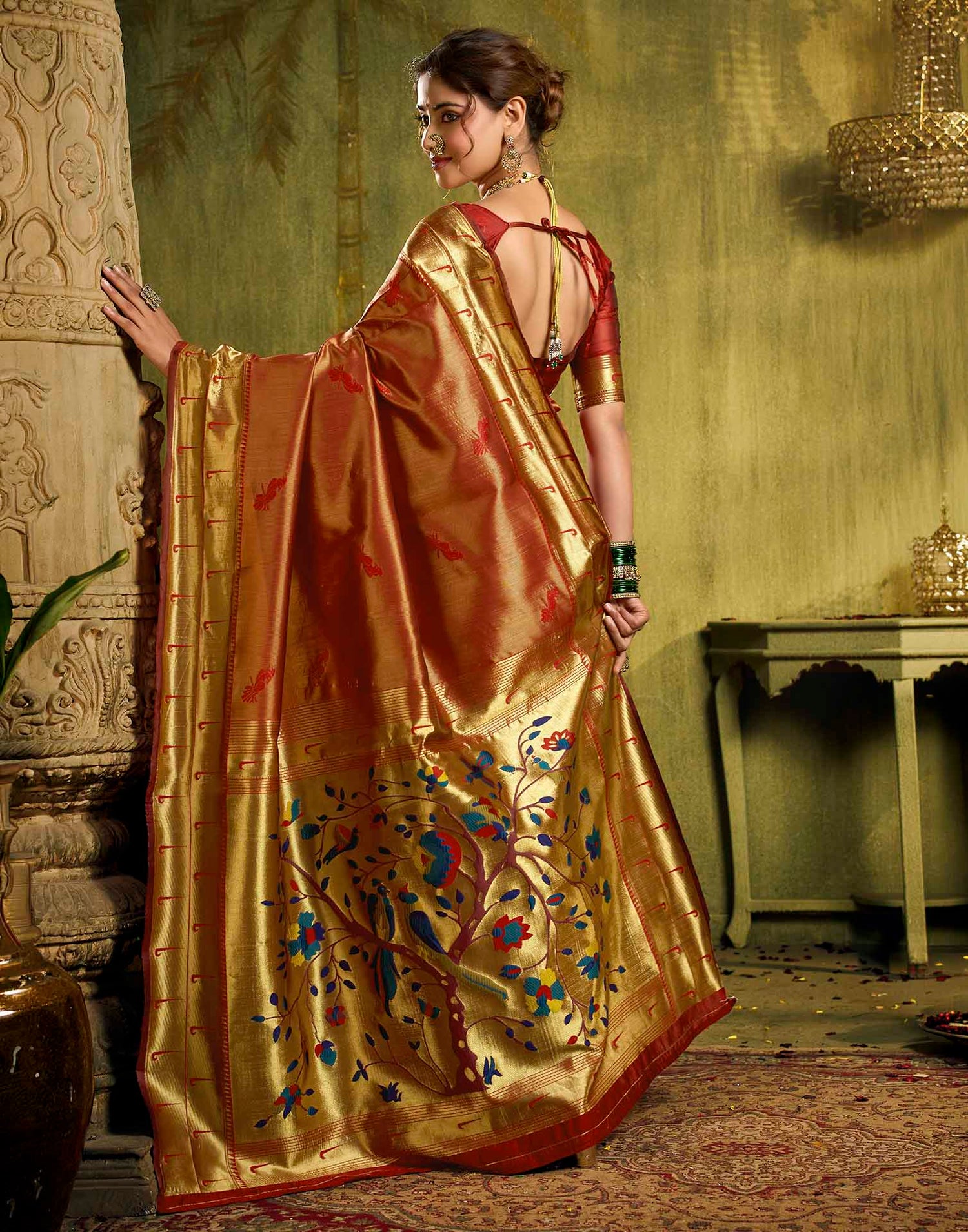 Red Silk Woven Paithani Saree
