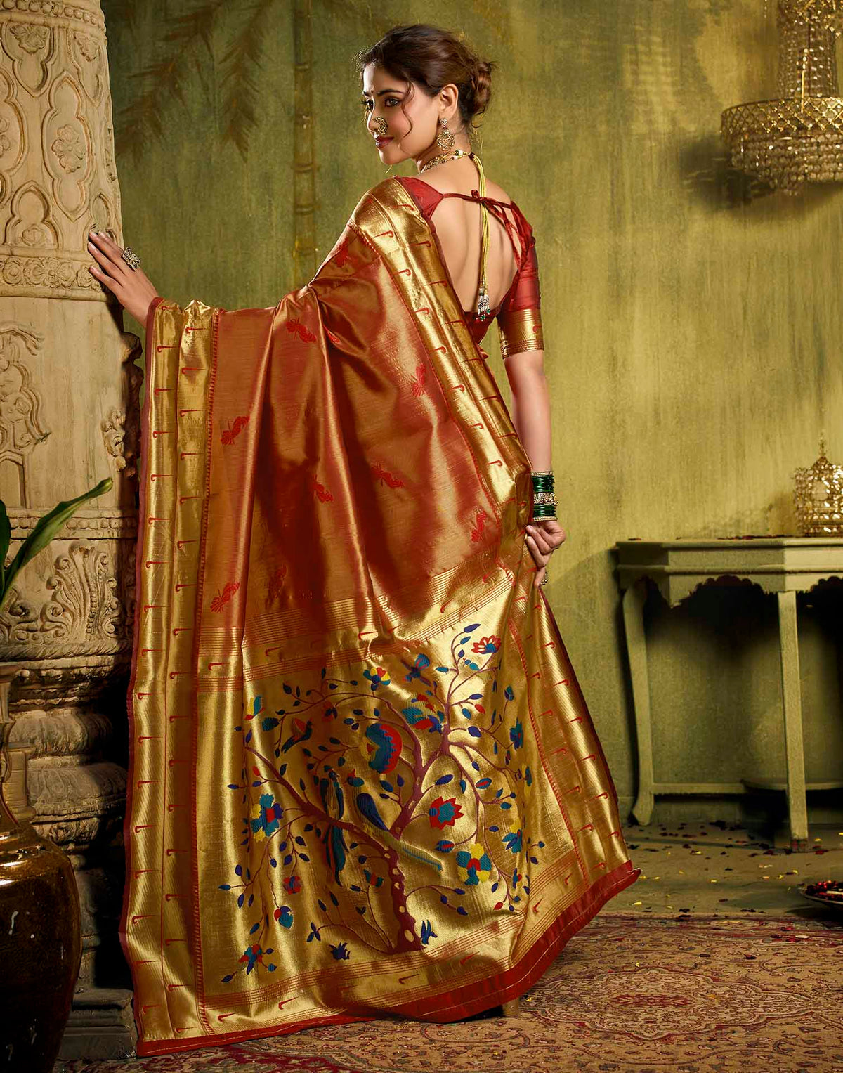 Red Silk Woven Paithani Saree