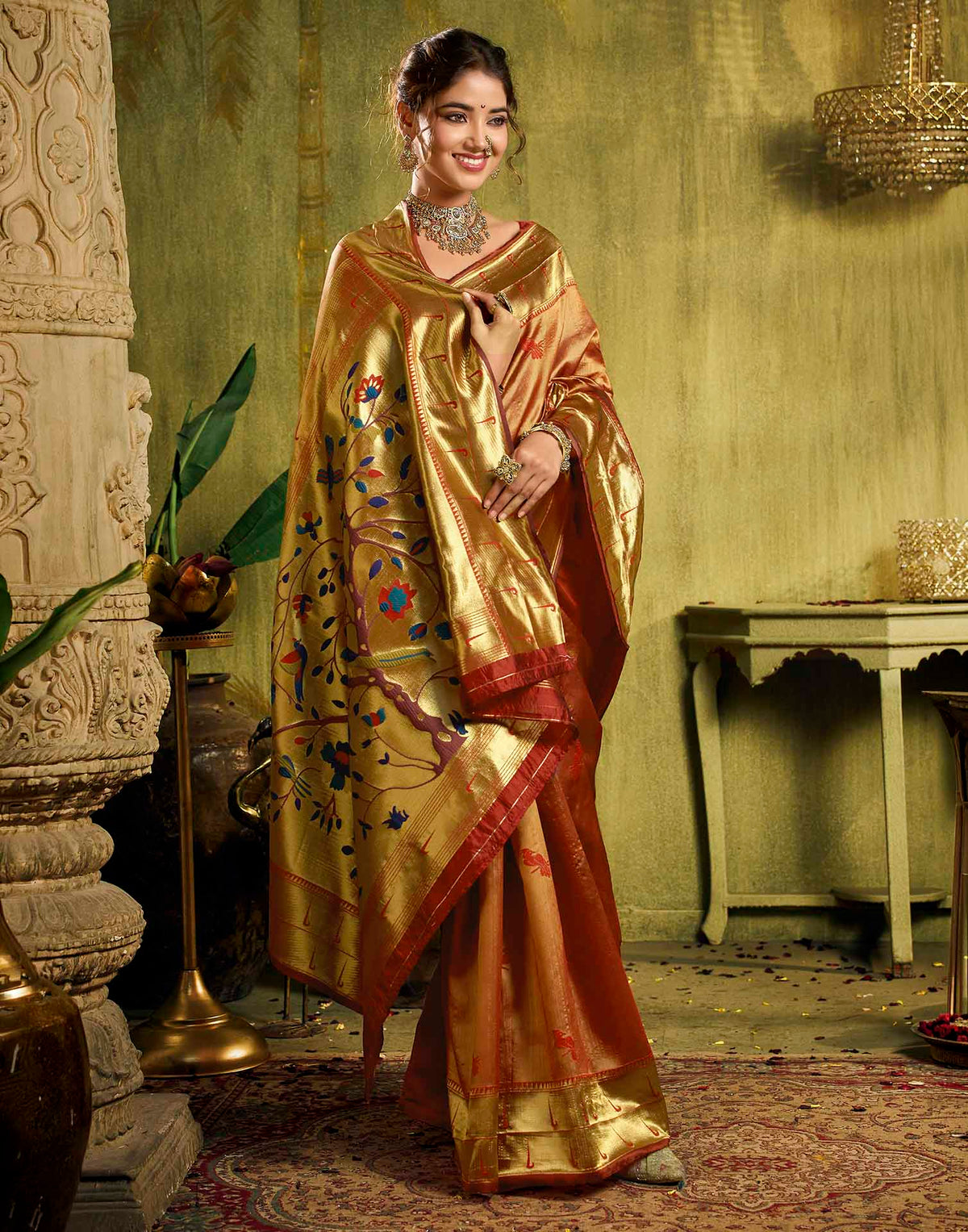Red Silk Woven Paithani Saree