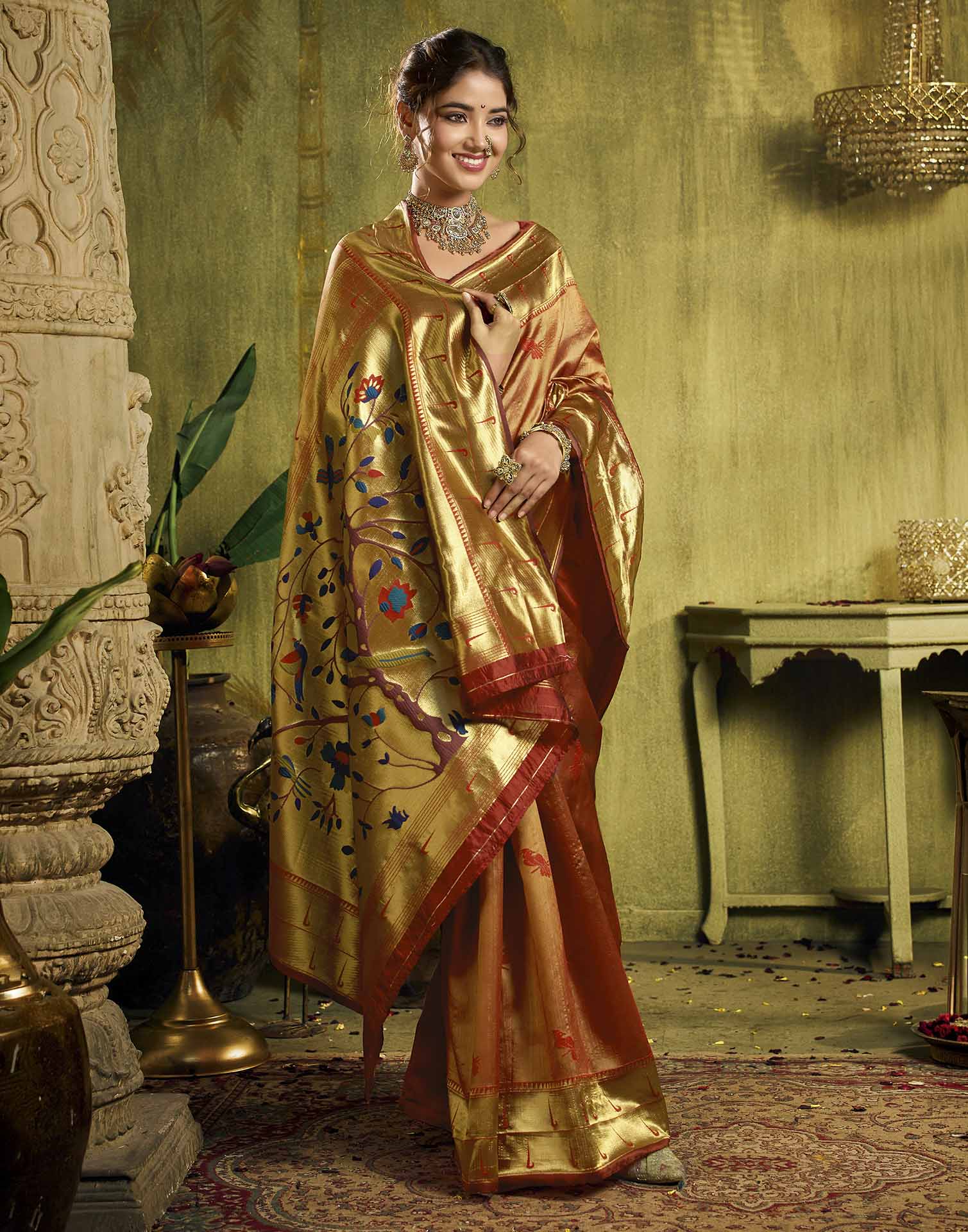 Red Silk Woven Paithani Saree