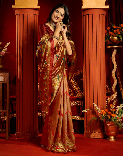 Rust Silk Woven Paithani Saree