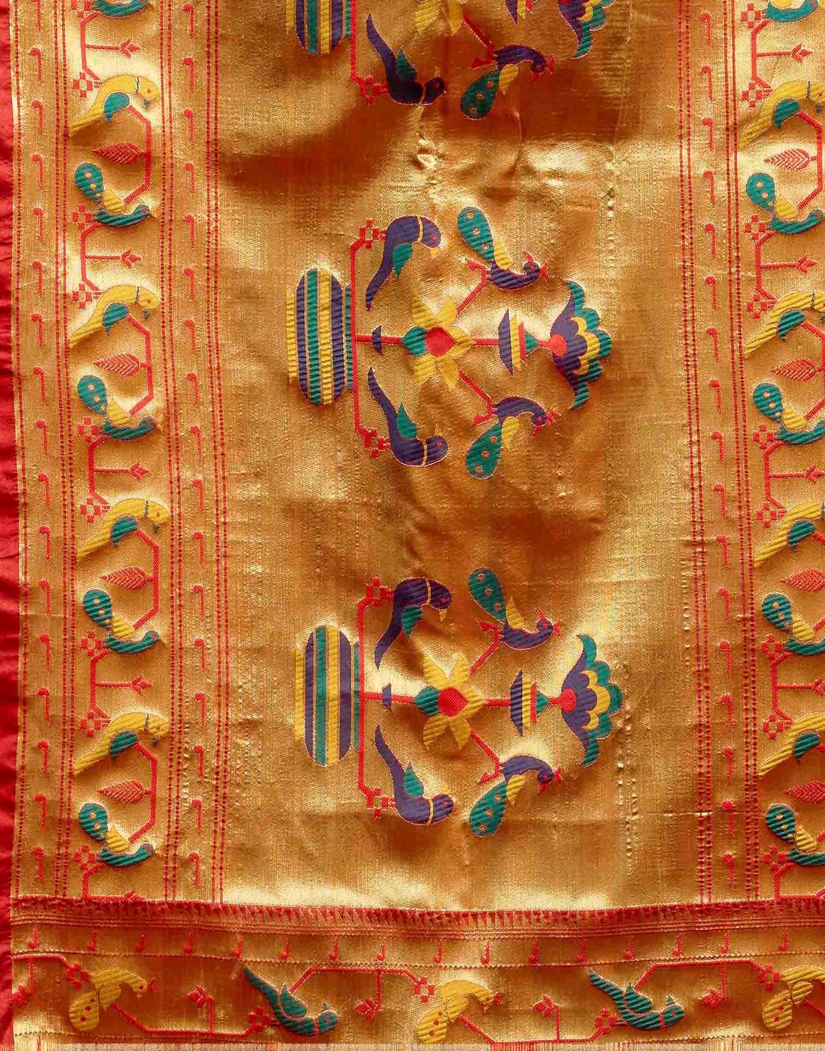 Rust Silk Woven Paithani Saree