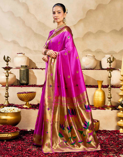 Magenta Silk Woven Paithani Saree