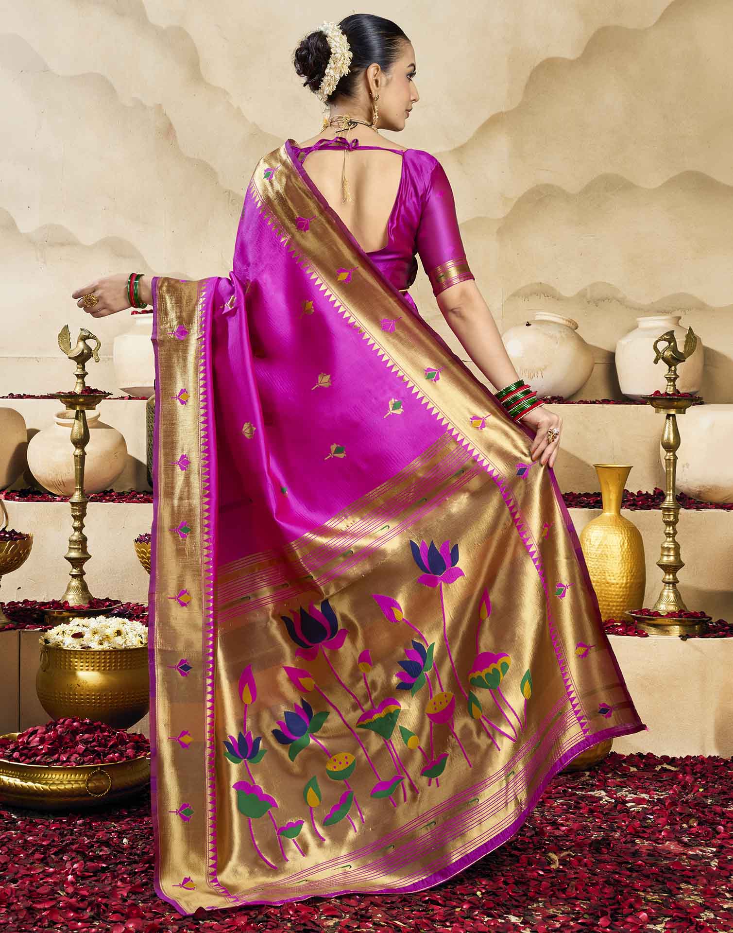Magenta Silk Woven Paithani Saree