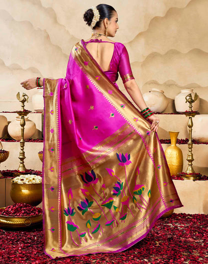 Magenta Silk Woven Paithani Saree