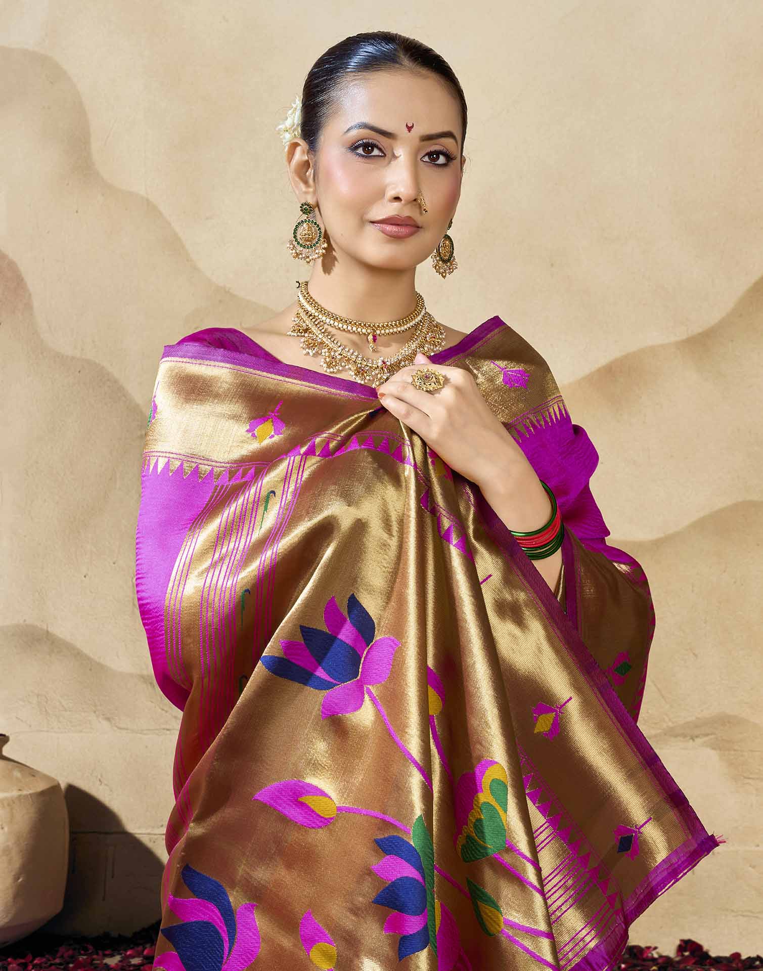 Magenta Silk Woven Paithani Saree
