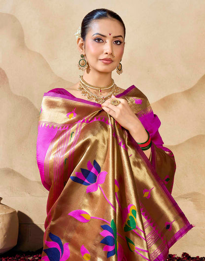 Magenta Silk Woven Paithani Saree