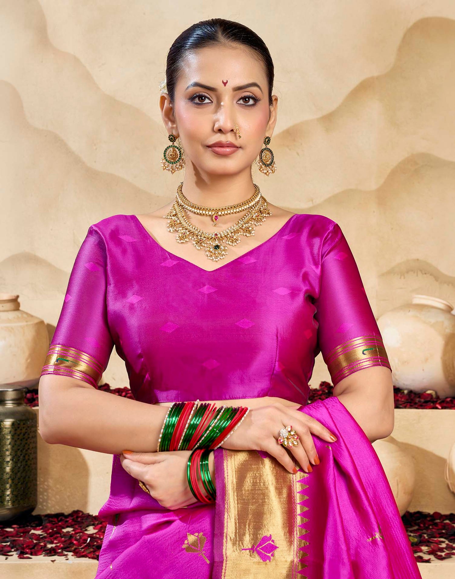 Magenta Silk Woven Paithani Saree