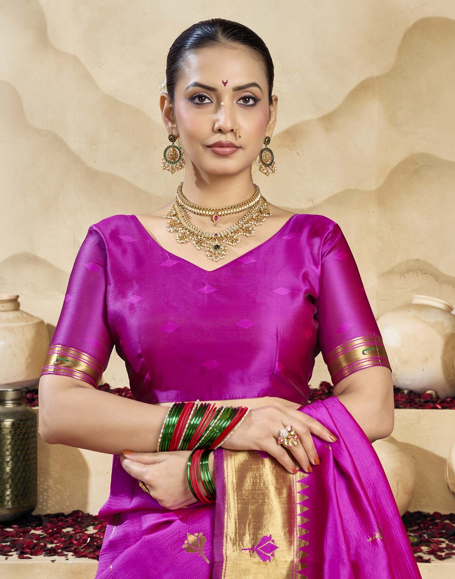 Magenta Silk Woven Paithani Saree