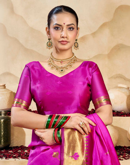 Magenta Silk Woven Paithani Saree