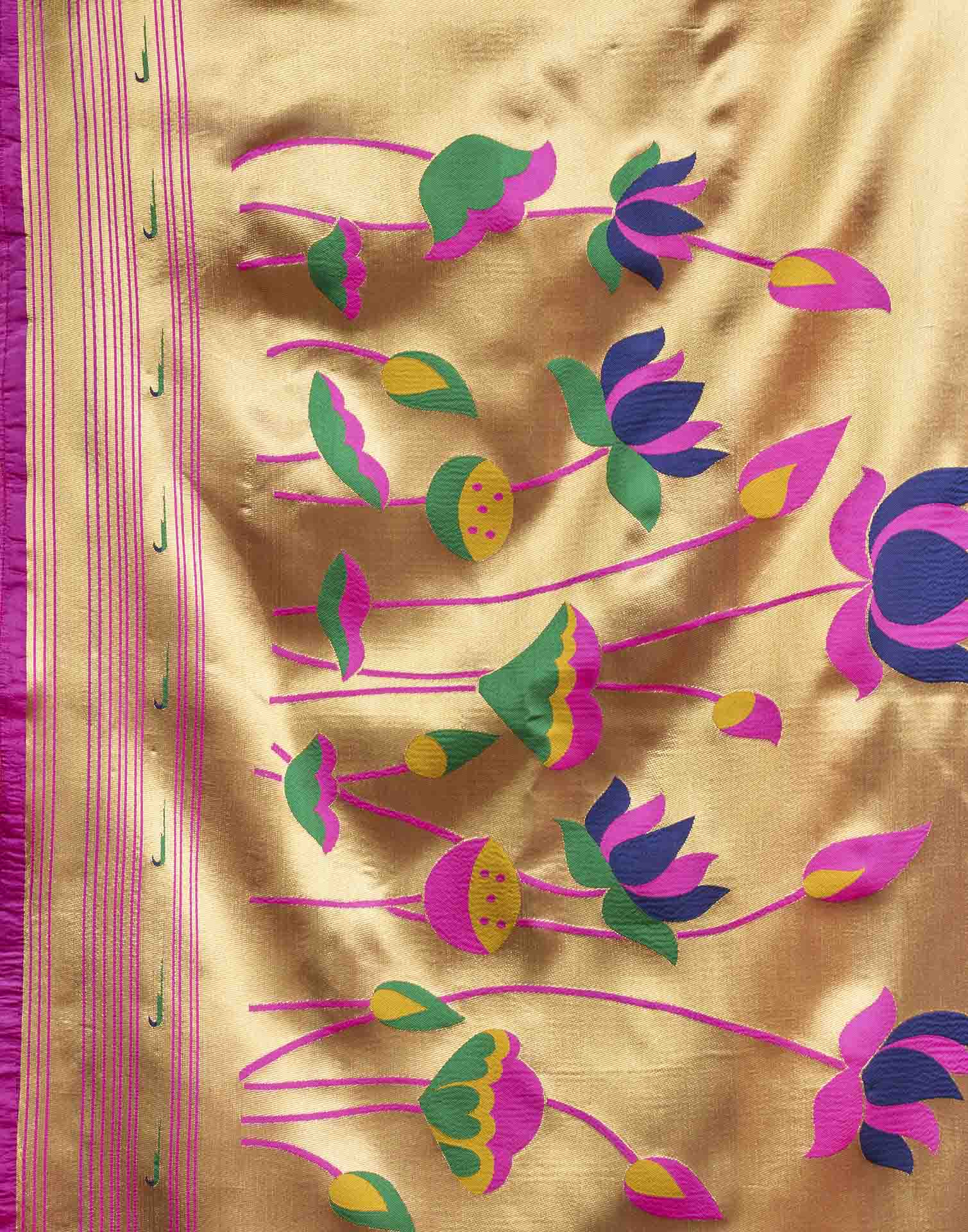 Magenta Silk Woven Paithani Saree