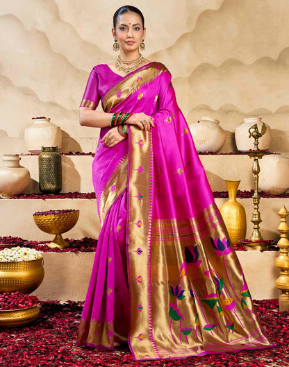 Magenta Silk Woven Paithani Saree