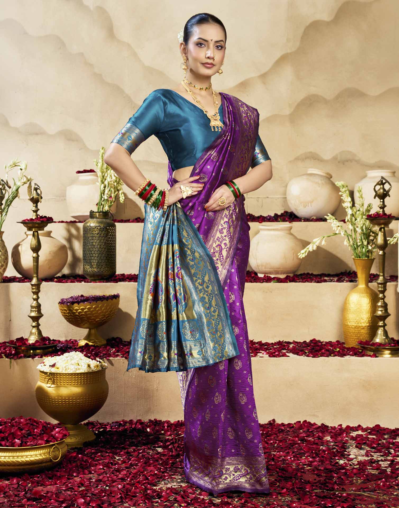 Purple Silk Woven Paithani Saree
