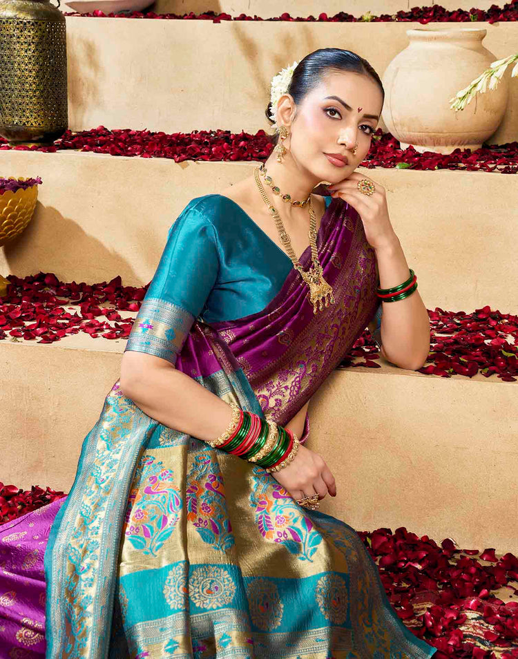 Purple Silk Woven Paithani Saree