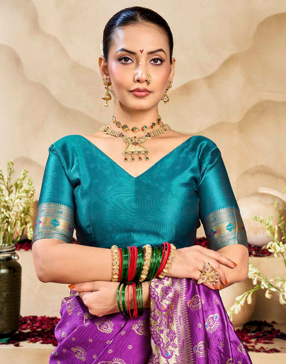 Purple Silk Woven Paithani Saree