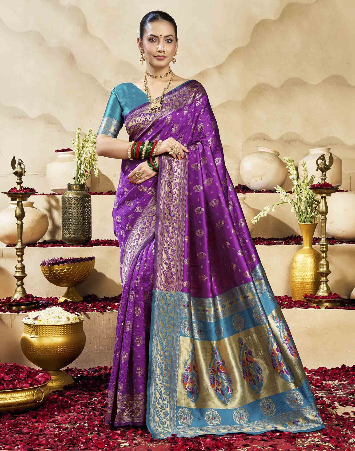 Purple Silk Woven Paithani Saree