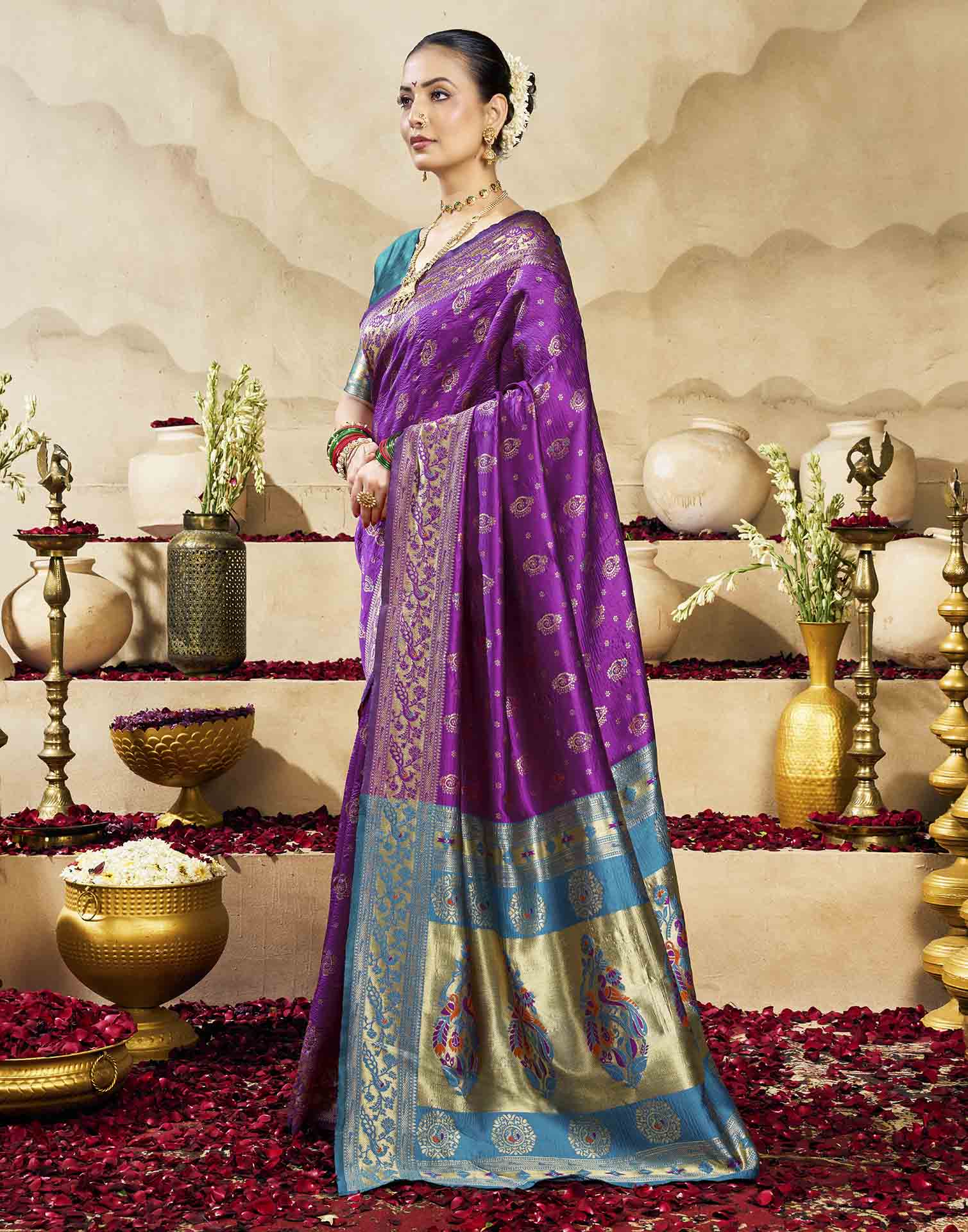 Purple Silk Woven Paithani Saree