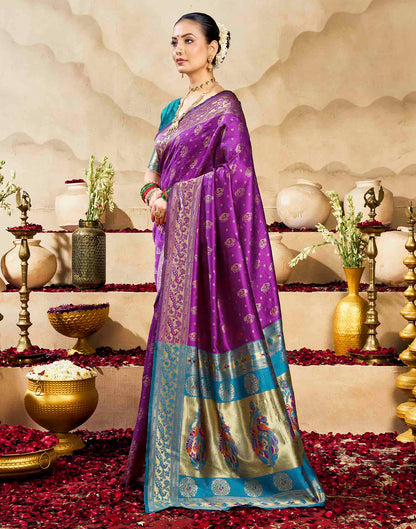 Purple Silk Woven Paithani Saree