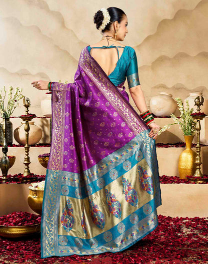 Purple Silk Woven Paithani Saree