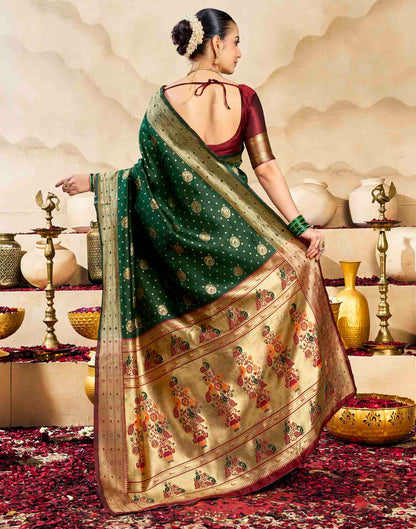 Dark Green Silk Woven Paithani Saree