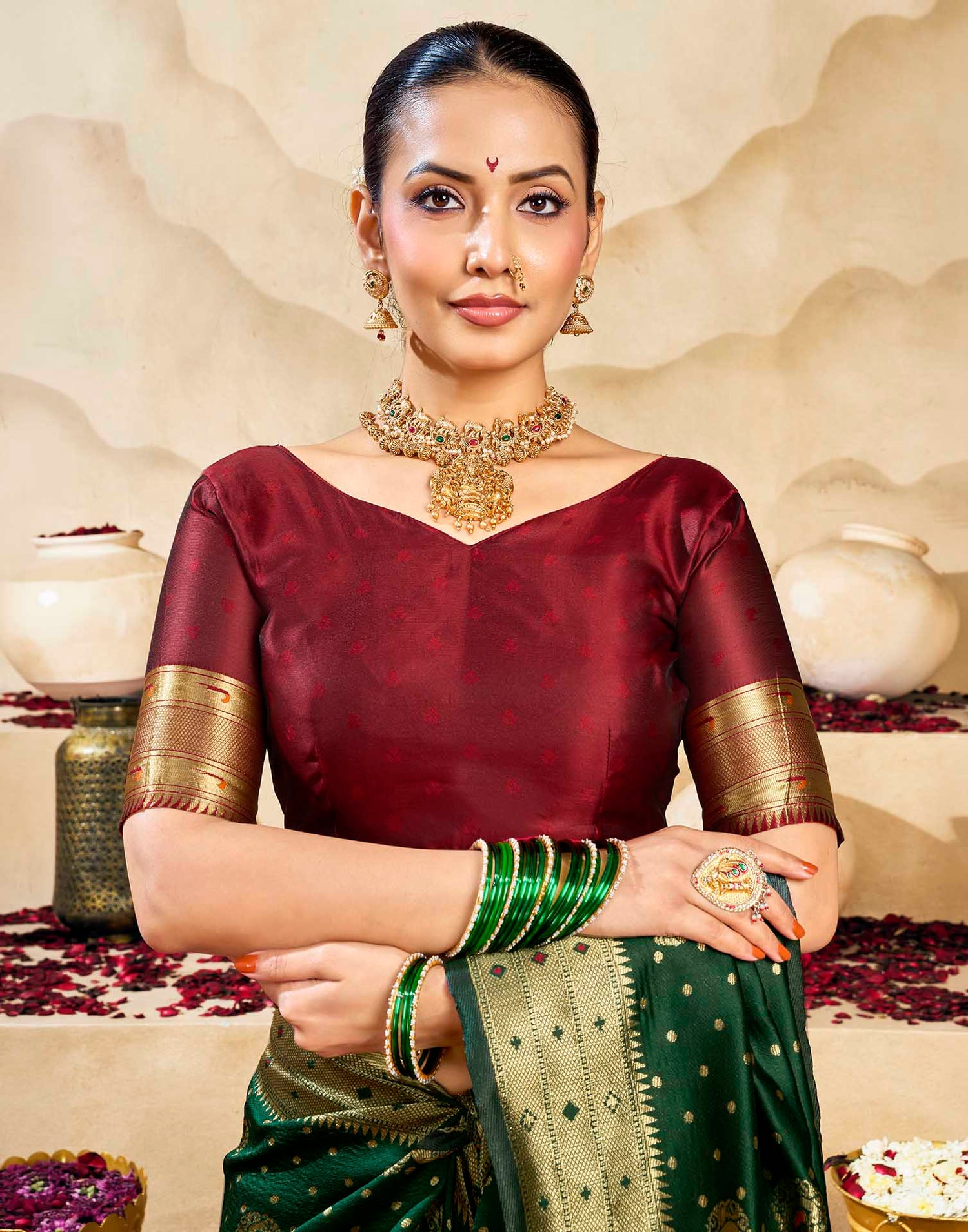 Dark Green Silk Woven Paithani Saree