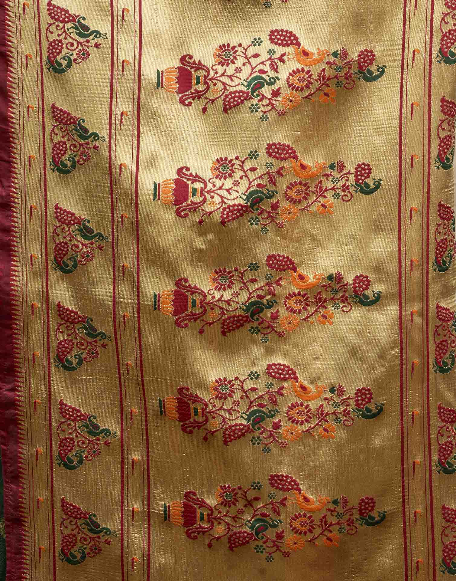 Dark Green Silk Woven Paithani Saree