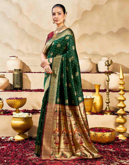 Dark Green Silk Woven Paithani Saree