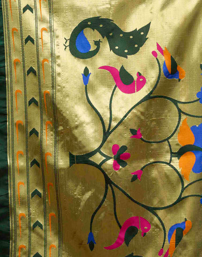 Dark Green Silk Woven Paithani Saree