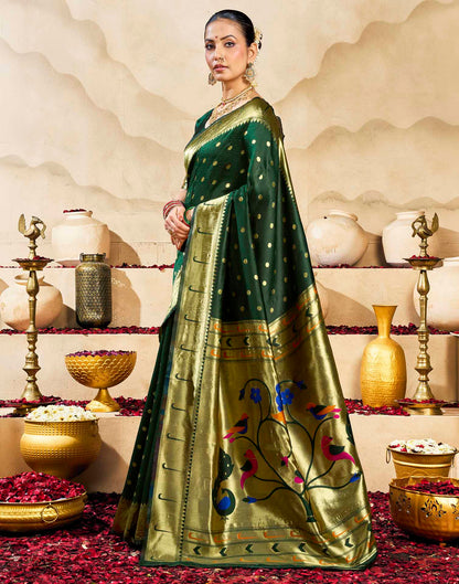 Dark Green Silk Woven Paithani Saree