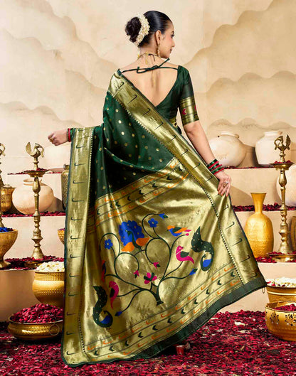 Dark Green Silk Woven Paithani Saree