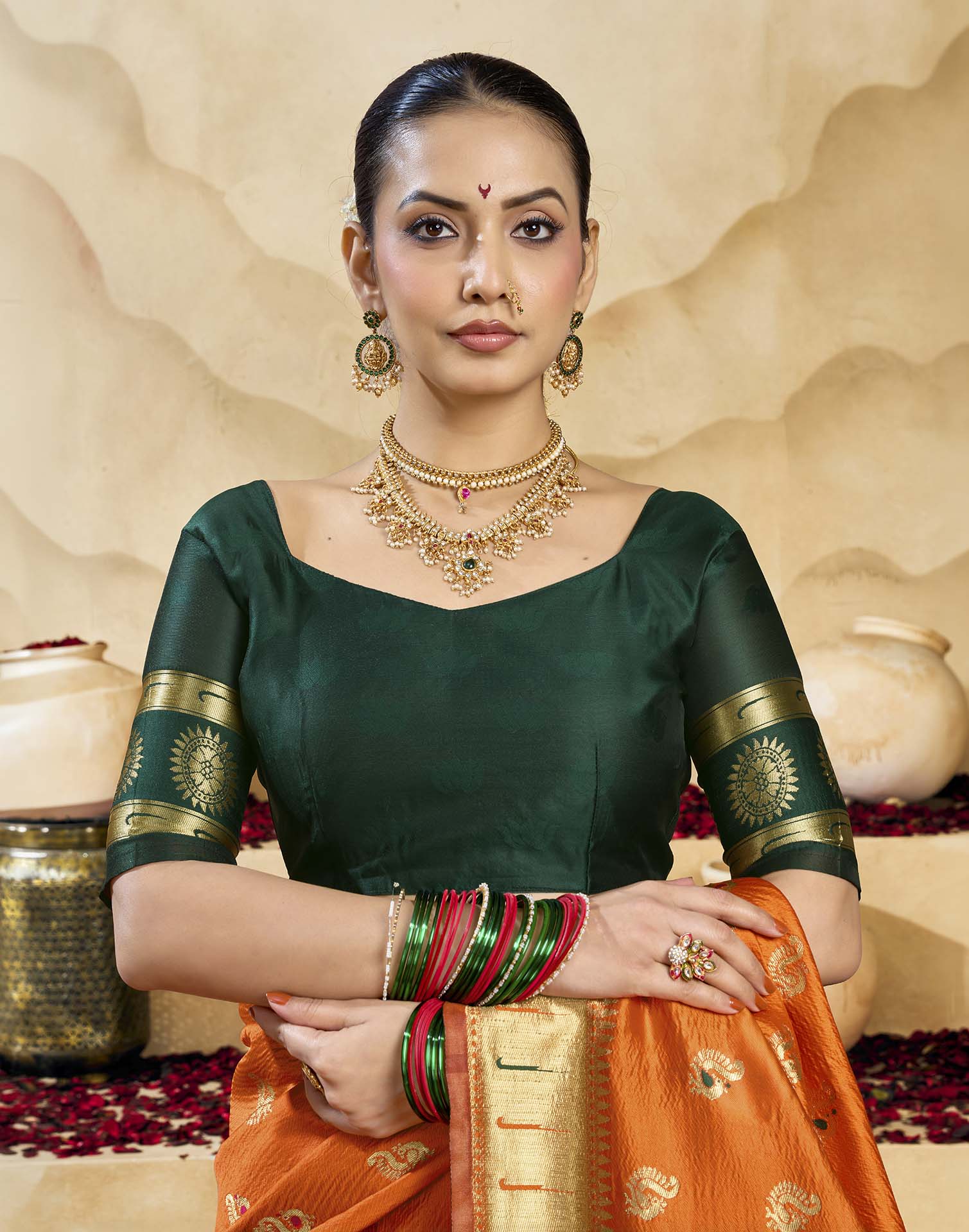 Orange Silk Woven Paithani Saree