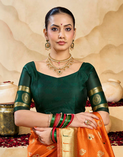 Orange Silk Woven Paithani Saree