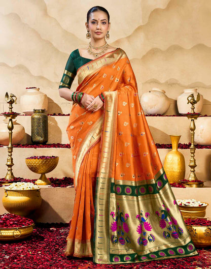 Orange Silk Woven Paithani Saree